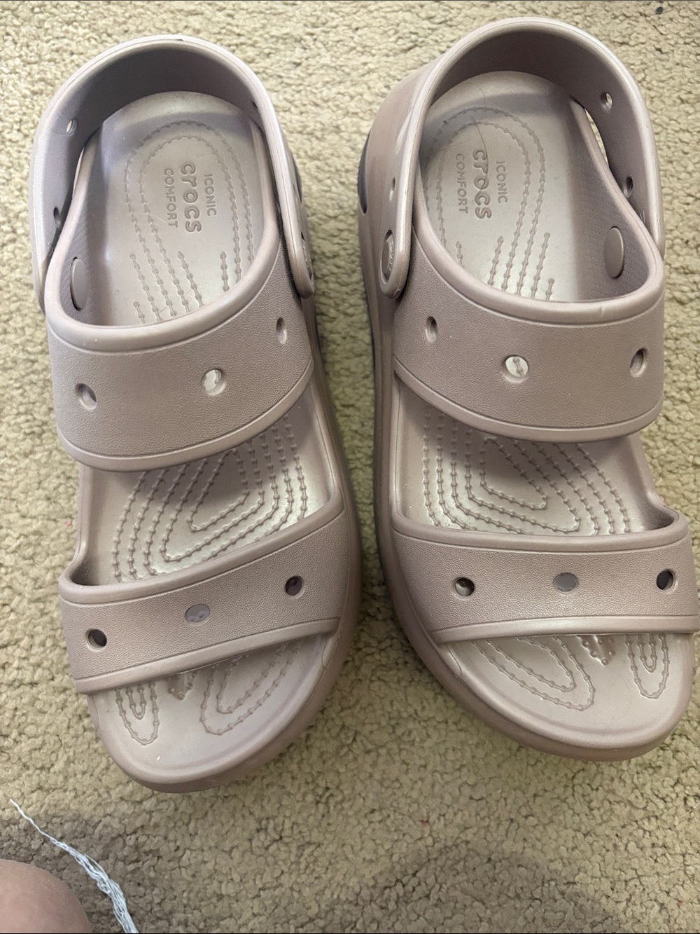 CROCS Dual-Strap Sandals in Light Mauve